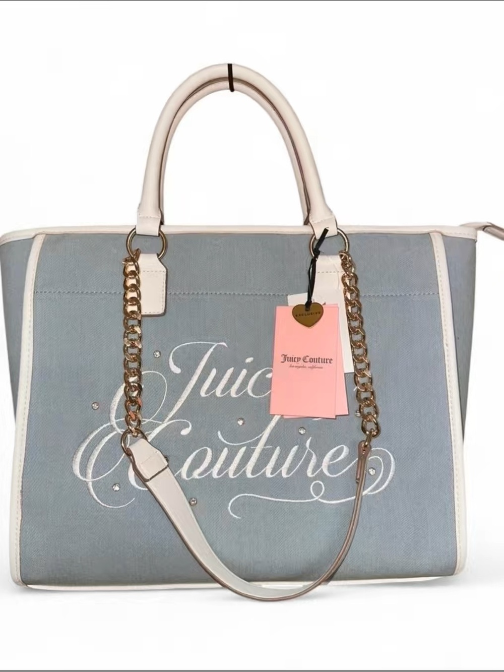 Juicy Couture Denim and White Tote Bag